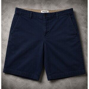 Timberland Chino Navy Blue Cotton Flat Front Casual Outdoor Shorts Men's 37